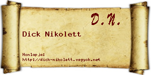 Dick Nikolett névjegykártya